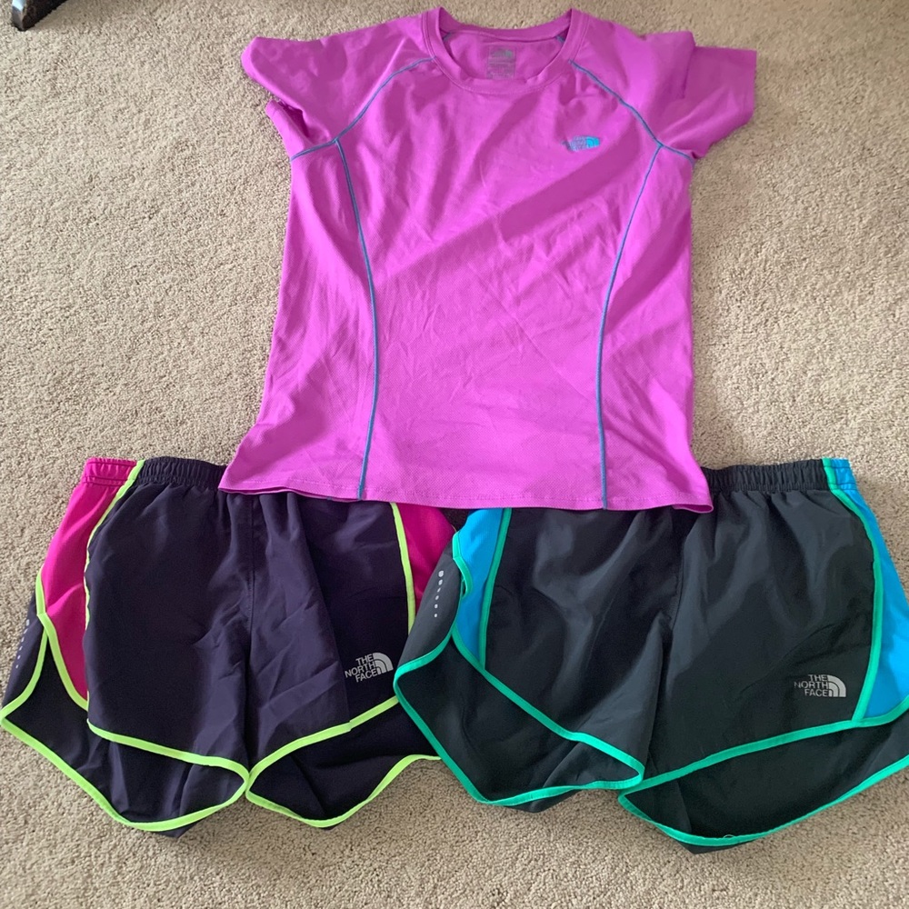 Used North Face running shorts and top